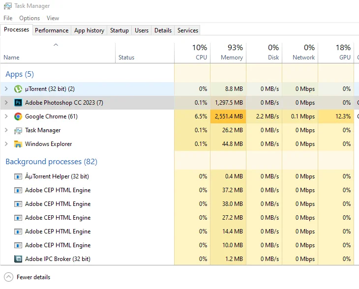 Task Manager window