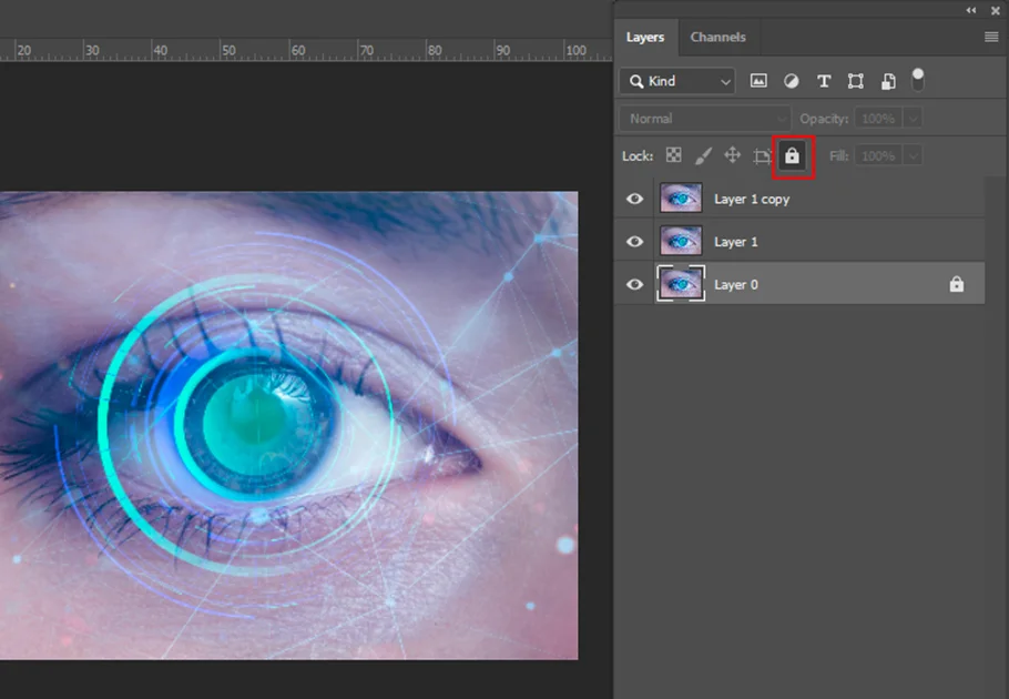 how to lock layer in photoshop